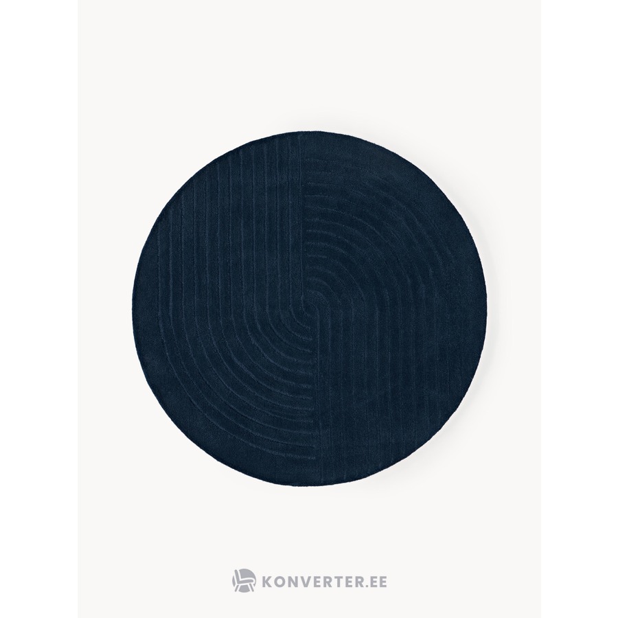 Tamsiai mėlynas vilnonis apvalus kilimas (Mason) D=250