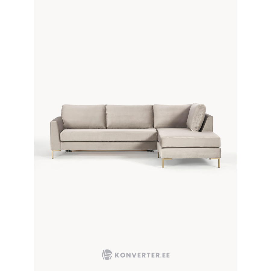 Aksominė kampinė sofa-lova su čiužiniu (Luna)
