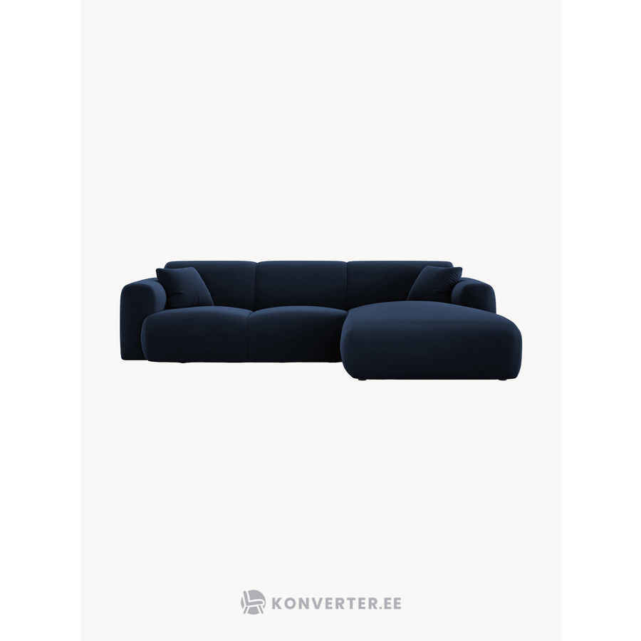 Tamsiai mėlyna aksominė kampinė sofa Nolio (Besolux)