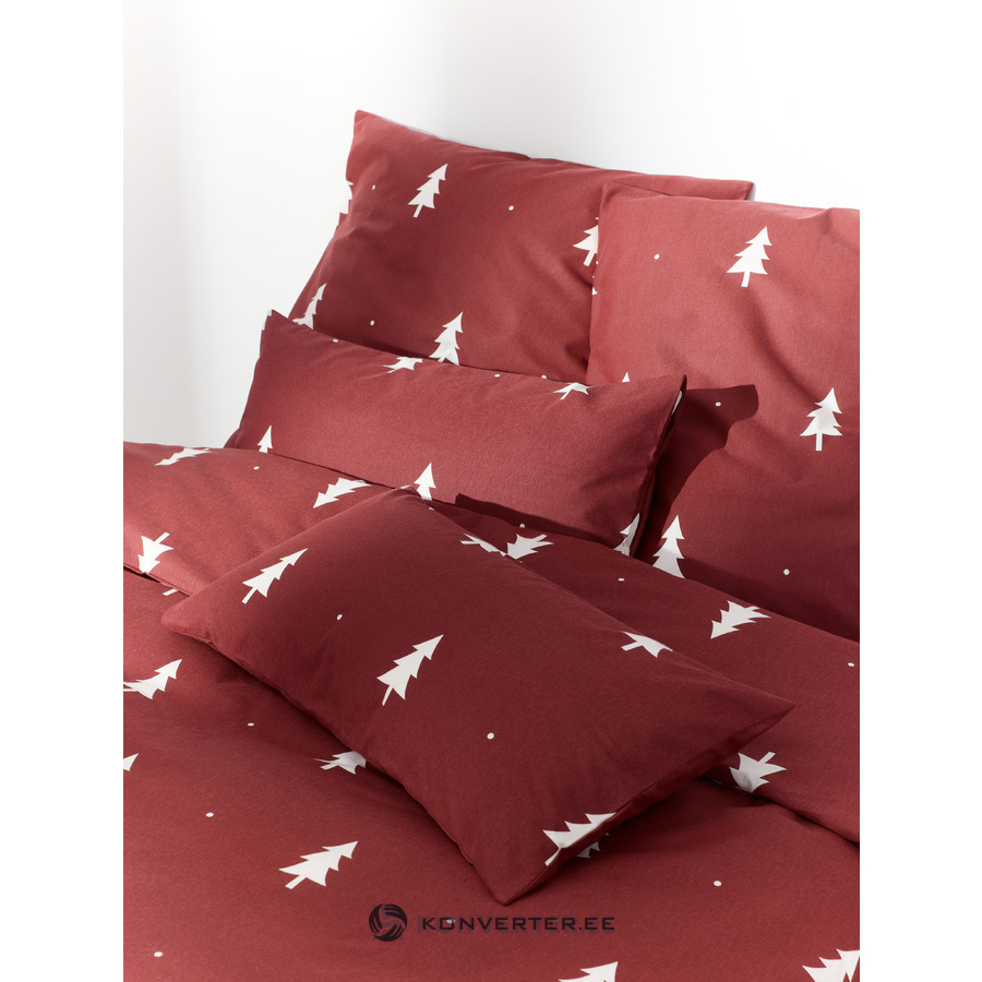 Red Christmas Tree Motif Cotton Flannel Duvet Cover X-Mas Tree (WW) 155x220