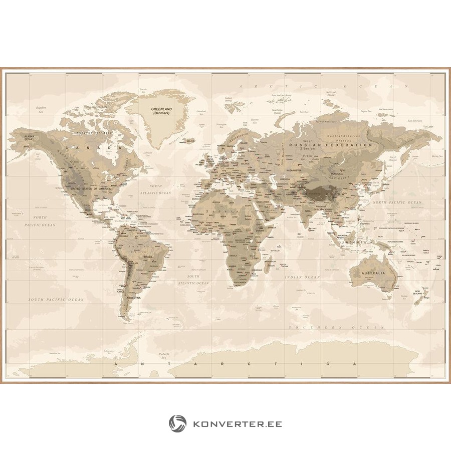 Sienas gleznojums Worldmap Vintage (Malerifabrikken)
