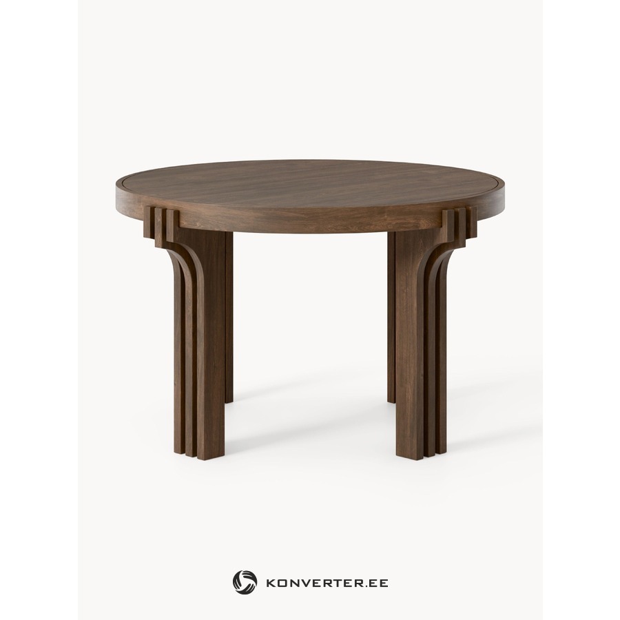 Round Dark Brown Solid Wood Dining Table (Nolan) D=124