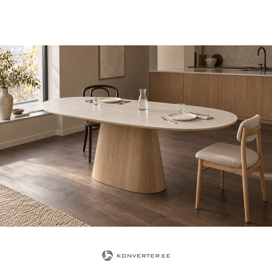 Oval Dining Table with White Stone Top (Rovere)