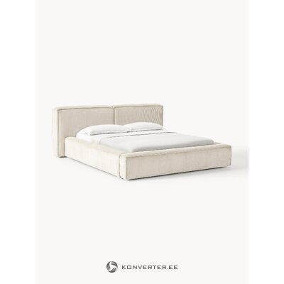 Šviesiai smėlio spalvos apmušta lova (Lennon) 160x200