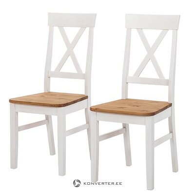 Ruda ir balta medžio masyvo kėdė (bergen)