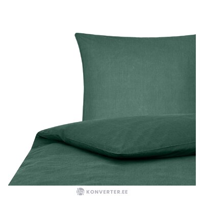 Tumši zaļš kokvilnas gultas veļas komplekts (arlene) neskarts