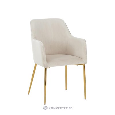 Beige-gold velvet chair with armrests (opening) with beauty defect