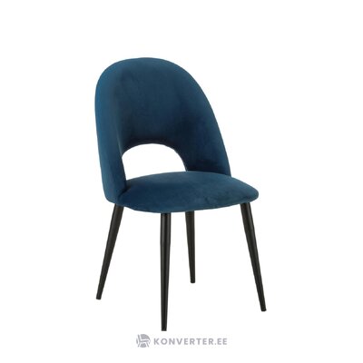 Dark blue velvet chair (rachel) with beauty defect