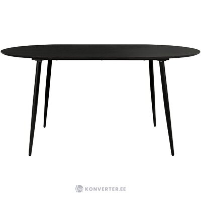 Melns masīvkoka ovāls pusdienu galds eadwine 160x90cm neskarts