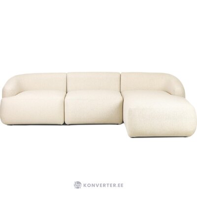 Šviesiai smėlio spalvos modulinė sofa (sofija) su grožio trūkumu