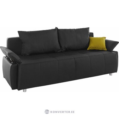 Черный кожаный диван-кровать