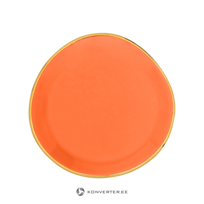 Orange gold rimmed plate 9cm (urban nature)