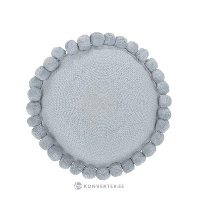 Pilkos spalvos apvalus dekoratyvinis pagalvės užvalkalas (deva) nepažeistas