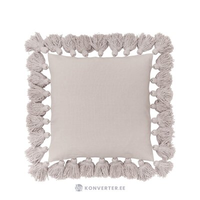 Light gray cotton decorative pillowcase (shylo) with macrame intact
