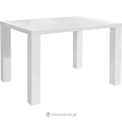 Valkoinen korkeakiiltoinen ruokapöytä (120x90) sky ehjä