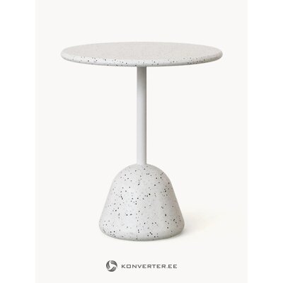 Valkoinen pilkullinen puutarharuokapöytä saura (kave home)
