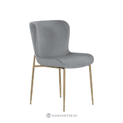 Pilkai aukso spalvos aksominė kėdė (tess) su grožio trūkumais