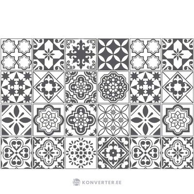 Виниловый ковер чёрно-белый с рисунком dexter (tails) 130x196 битый