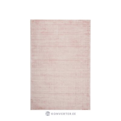 Vaaleanpunainen käsinkudottu viskoosimatto (jane) 160x230 tahroilla