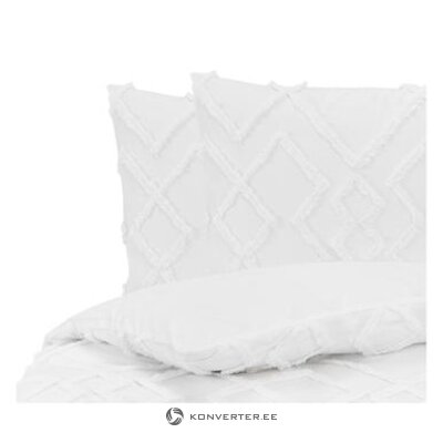 White perkalo bohoo style bedding set (faith) 240x220cm + 2x 80x80cm whole, hall sample
