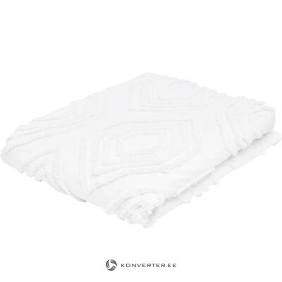 Balts bohoo stila kokvilnas gultas pārklājs (faye) 160x200cm vesels, halles paraugs