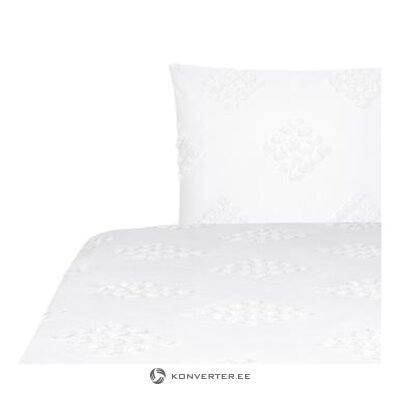 Белый комплект постельного белья perkalo в стиле бохо (фиа) 135х200см + 80х80см целиком, образец для зала