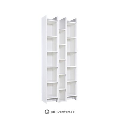 Suprojektuota balta knygų lentyna (išskleisti) visa, dėžutėje