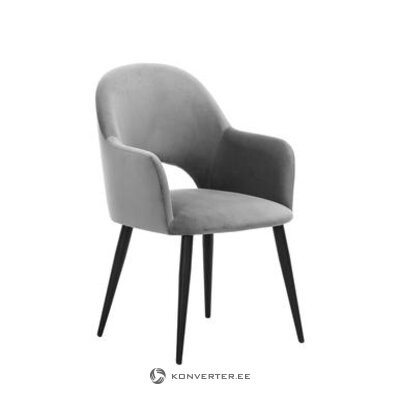 Gray velvet chair (rachel) small flaws, hall sample