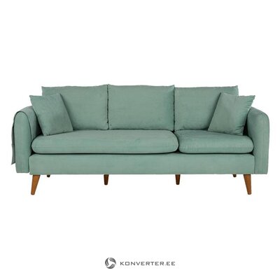 Vaaleanvihreä sohva (sofia) kokonaisena, laatikossa