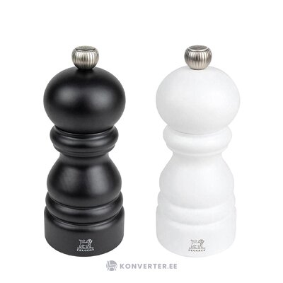 Black and white spice grinder set 2 pcs paris duo (peugeot) intact