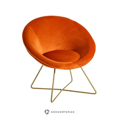 Orange design velvet armchair (penelope) whole, in a box