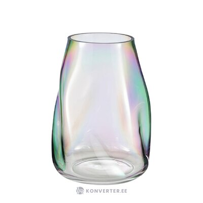 Glass flower vase (rainbow) with beauty flaws.