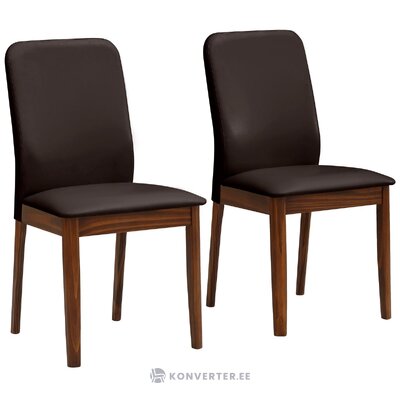 Орехово-коричневый обеденный стул из кожи куно