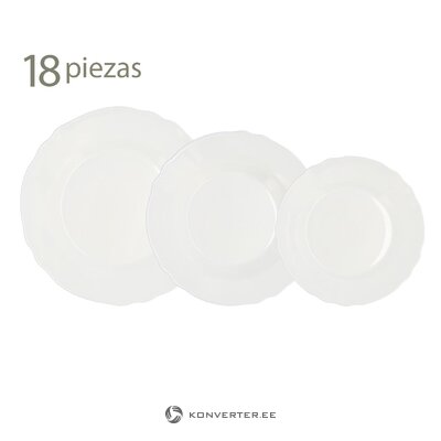 Valkoisten astioiden setti 18 osaa (louis) kokonaisena, laatikossa