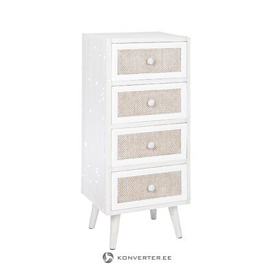 White narrow design chest of drawers (celeste) whole, in a box