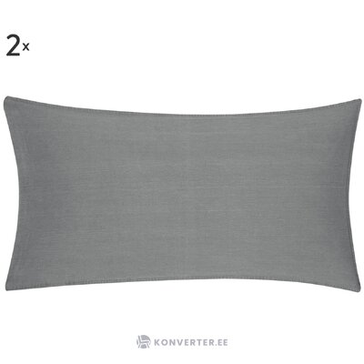 Set of 2 dark gray cotton pillowcases (arlene) 40x80 with blemishes