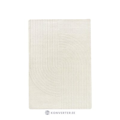 Natūralaus balto vilnonio kilimas su struktūriniu raštu (mūrininkas) 160x230cm su defektais