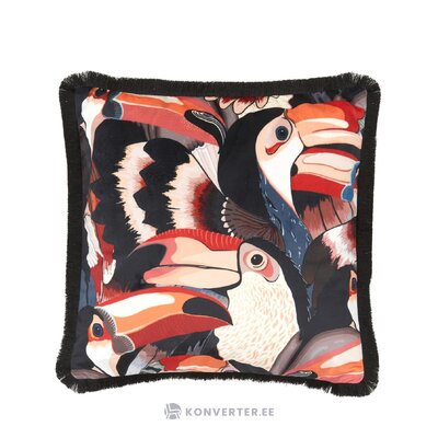 Dizaino dekoratyvinis aksominis pagalvės užvalkalas (tukanas) nepažeistas