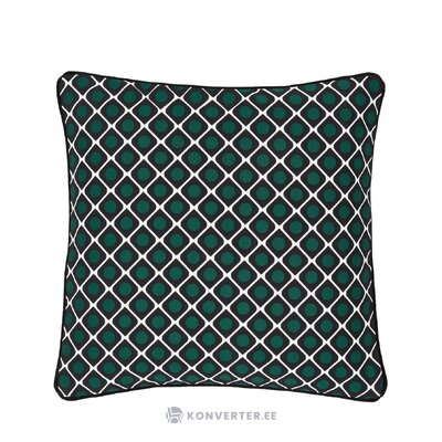 Puuvillainen tyynyliina (niittejä) vihreä-valkoinen kuviointi ehjä