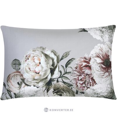 Gray floral cotton pillowcase (blossom) intact