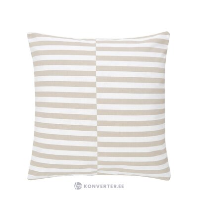 Smėlio-baltos spalvos dryžuotas medvilninis pagalvės užvalkalas (milana) nepažeistas