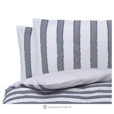 Blue and white striped cotton bedding set 3-piece (track) intact