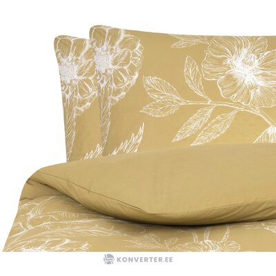 Bēšs ziedu kokvilnas gultas veļas komplekts 3-daļīgs (keno) vesels