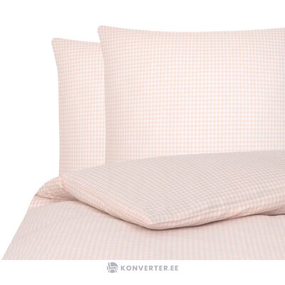 Rožinis ir baltas languotas medvilninis antklodės krepšys (scotty) nepažeistas
