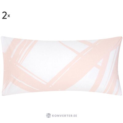 Rožinės-baltos spalvos medvilninis pagalvės užvalkalas 2 vnt (šepetėlis) nepažeistas