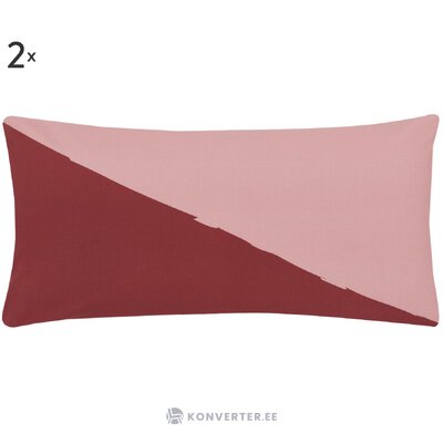 Rožinės-raudonos medvilninės pagalvės užvalkalas 2 vnt (colorblock) nepažeistas