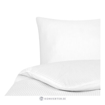 Balts svītrains kokvilnas gultas veļas komplekts 2-daļīgs (stella)