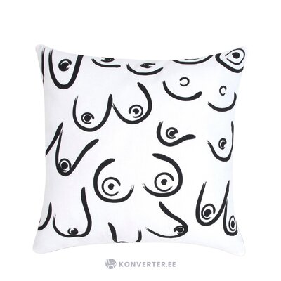 Cotton pillowcase (boobs) with a black and white pattern