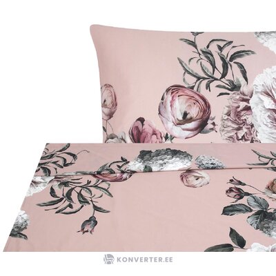Pink floral cotton bed sheet (blossom) intact