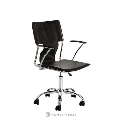 Melns biroja krēsls lūsis (tomasucci) ar nelieliem kosmētiskiem defektiem